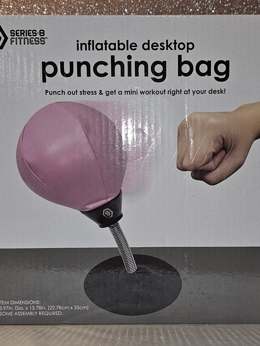 Pink Inflatable Desktop Punching Bag - Picture 2 of 2
